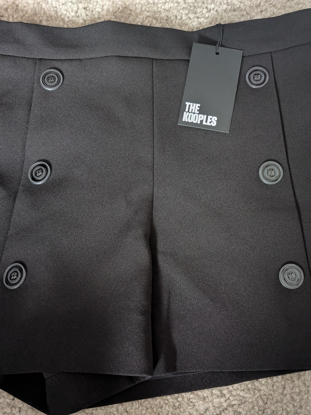 The Kooples Black Double-Breasted Mini Skort